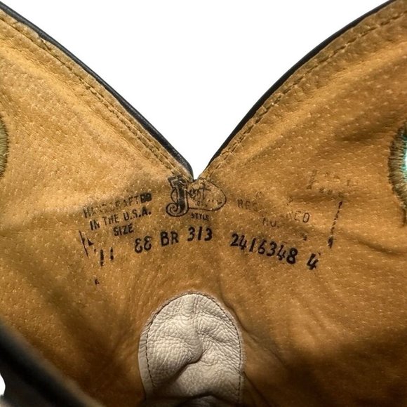 JUSTIN Bent Rail Boots BR313 Brown White w Turquoise Western Square Toe Mens 11 - Picture 11 of 14